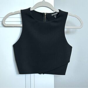 Black Cut Out Gold Back Zip Up Crop Top